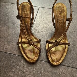 Ralph Lauren Gold/Bronze Strappy Heels